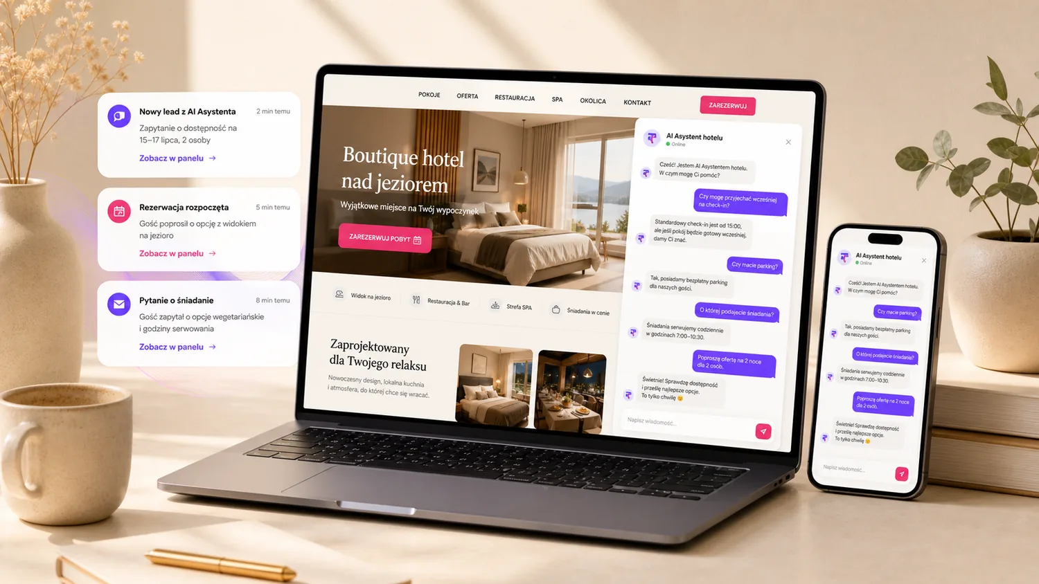 Przykladowy asystent AI odpowiadajacy na pytania gosci hotelowych.